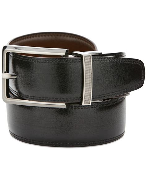 macy's reversible belt|Perry Ellis Portfolio Men's Classic Reversible Leather .